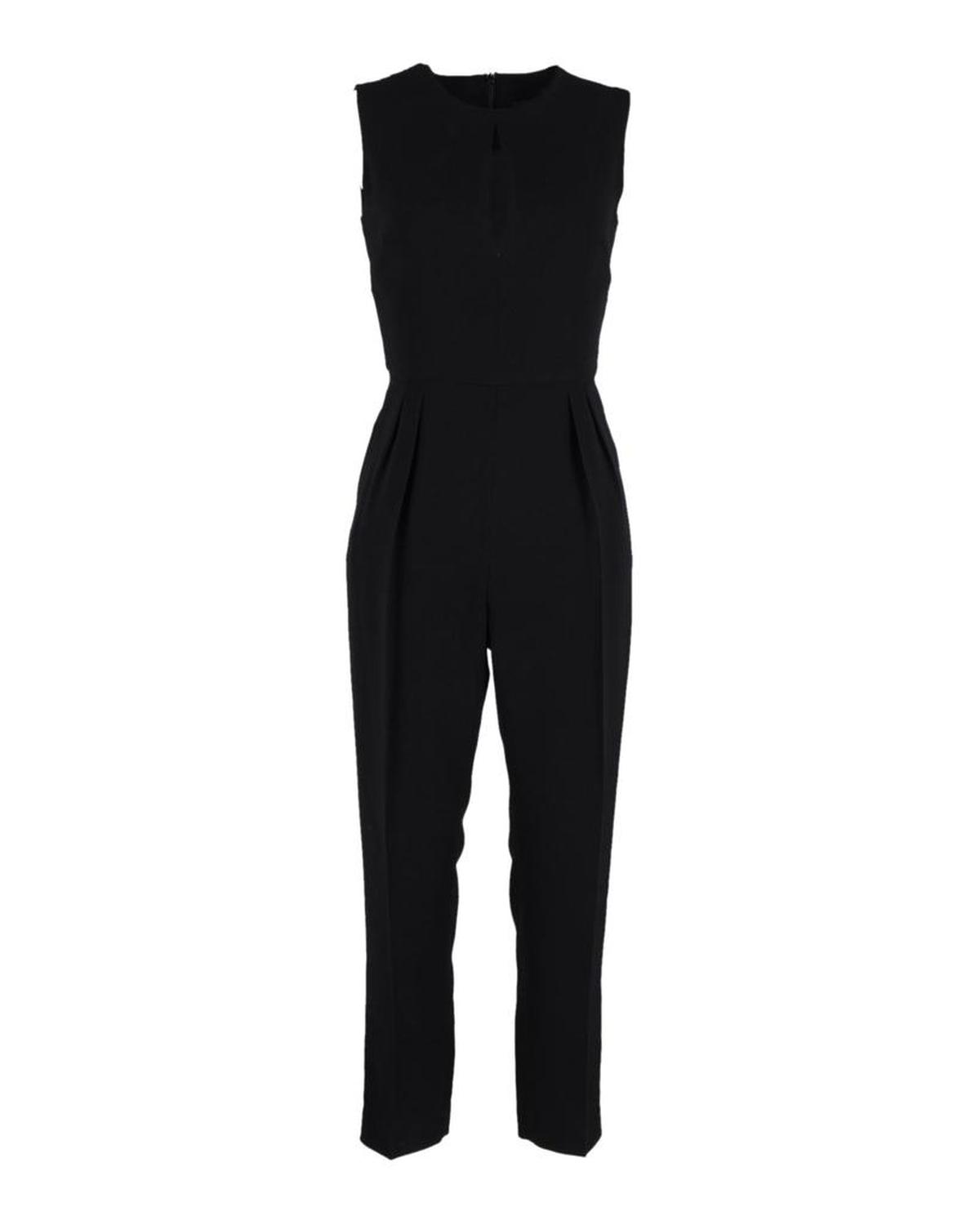 Max Mara Front Cut-Out Sleeveless Jumpsuit in Black Cotton