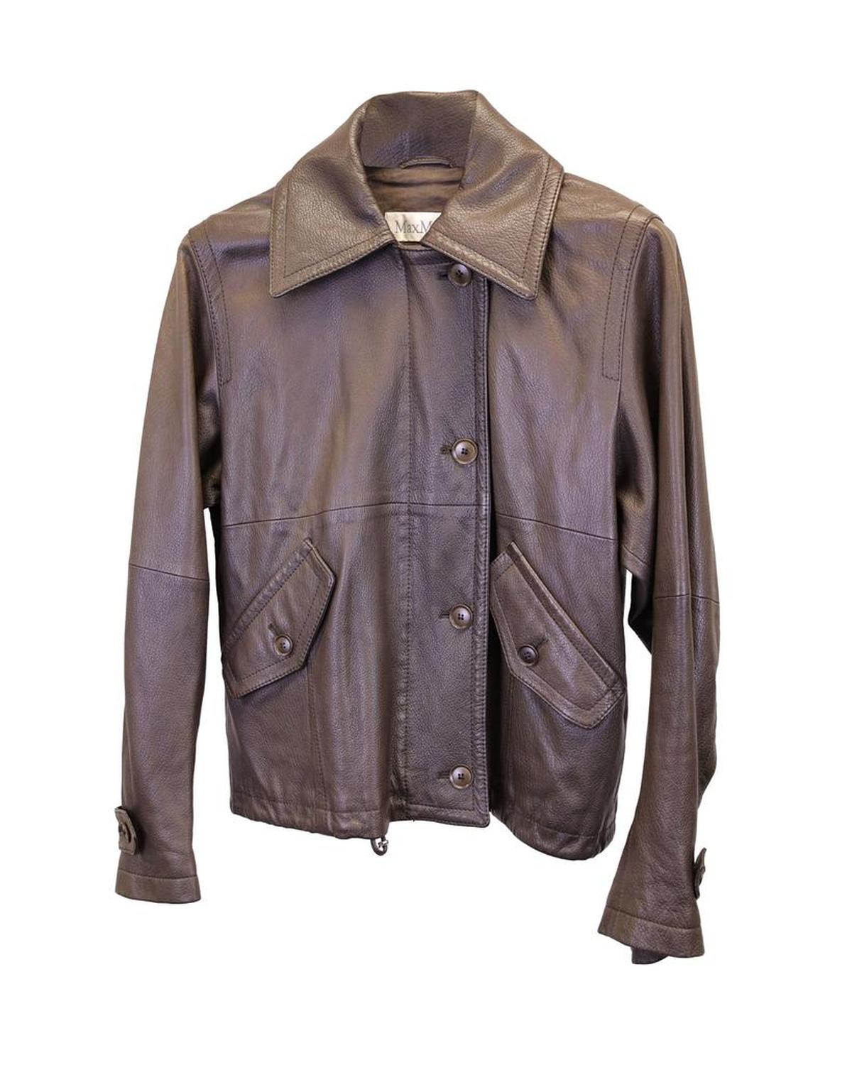 Max Mara Jacket in Brown Calfskin Leather