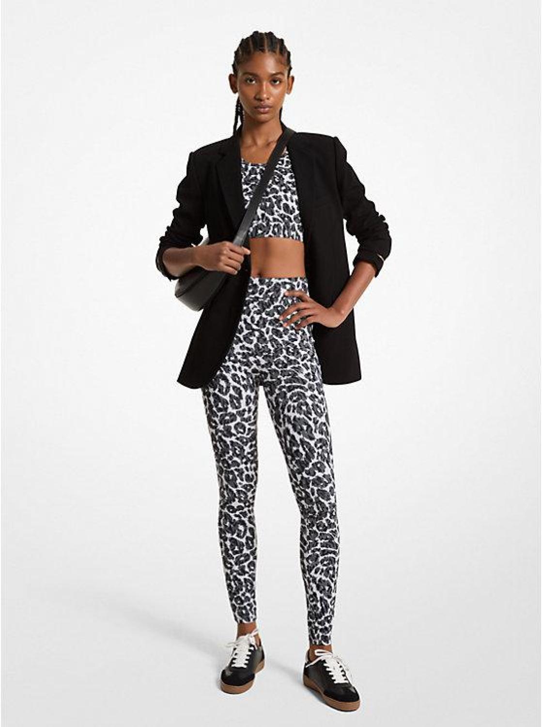 Stretch Recycled Nylon Leopard Logo Leggings