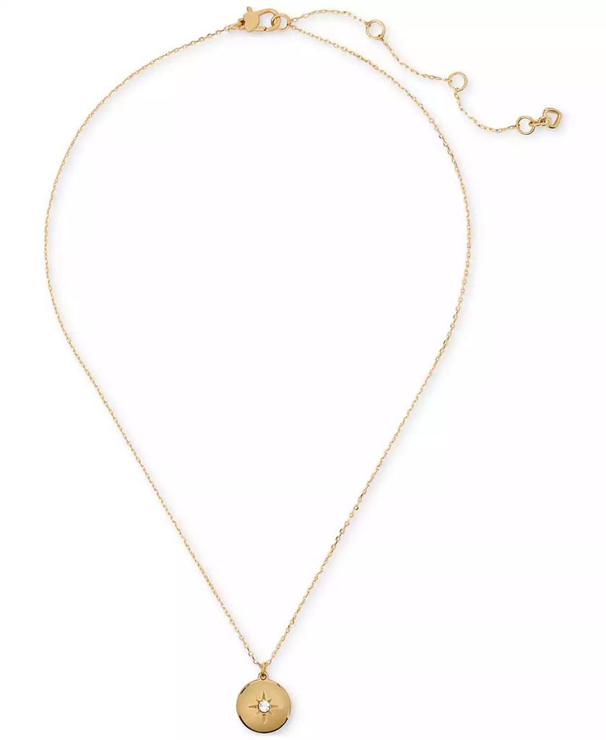 Gold-Tone Color Spark Round Pendant Necklace, 16" + 3" extender