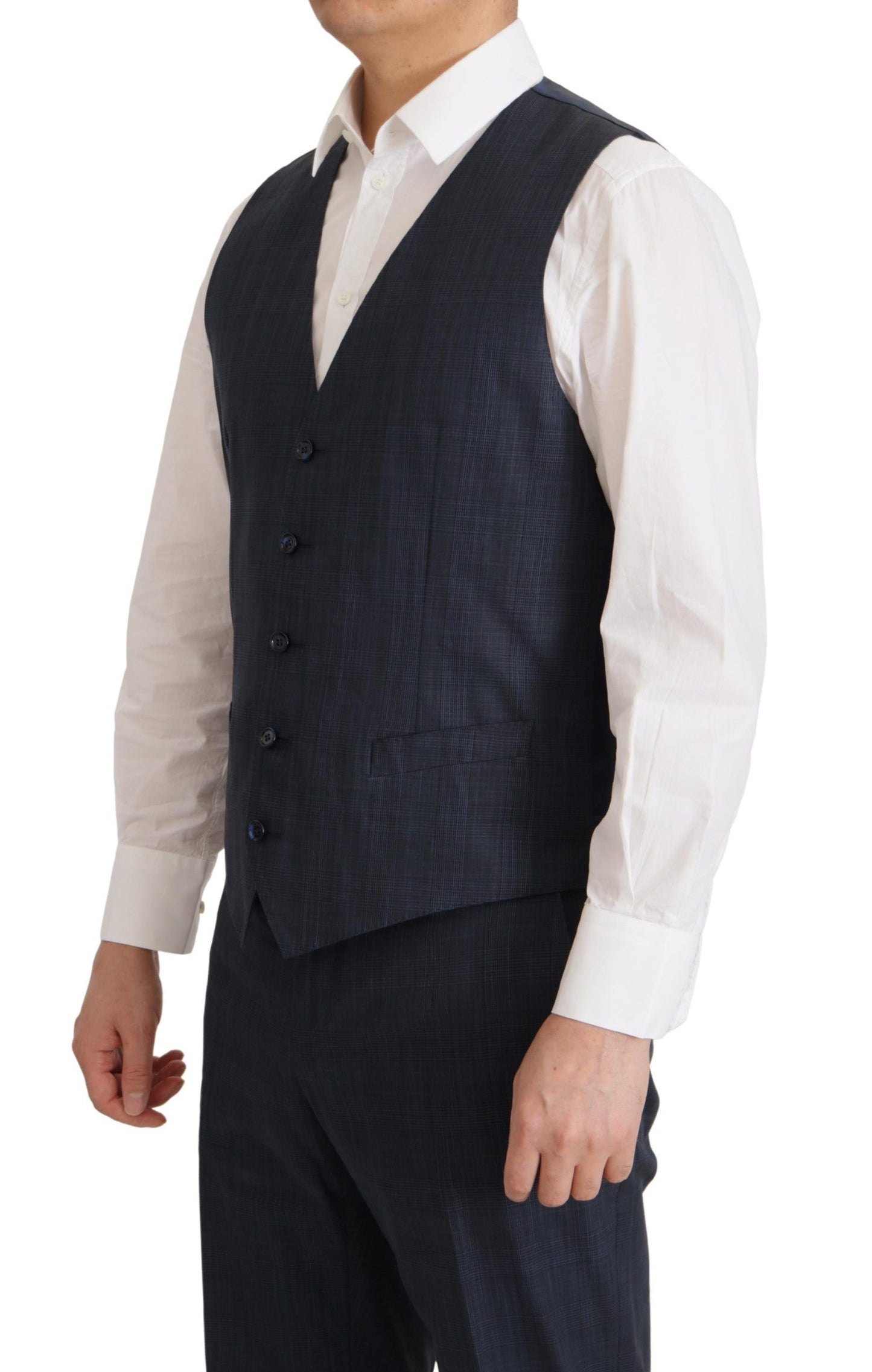 Dolce & Gabbana Elegant Dark Blue Cotton Three Piece Martini Suit