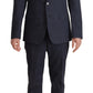 Dolce & Gabbana Elegant Dark Blue Cotton Three Piece Martini Suit