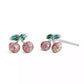 Pink Glitter Cherry Cluster Stud Earrings