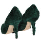 Dolce & Gabbana Elegant Green Xiangao Fur Leather Pumps