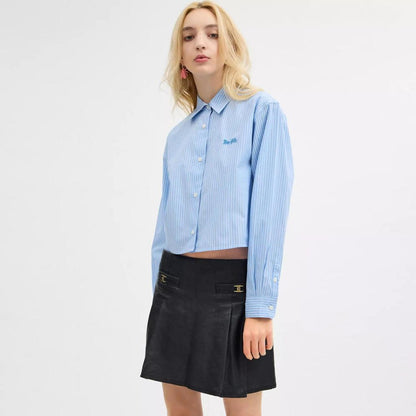 Coach Outlet Striped Cropped Button Up Shirt