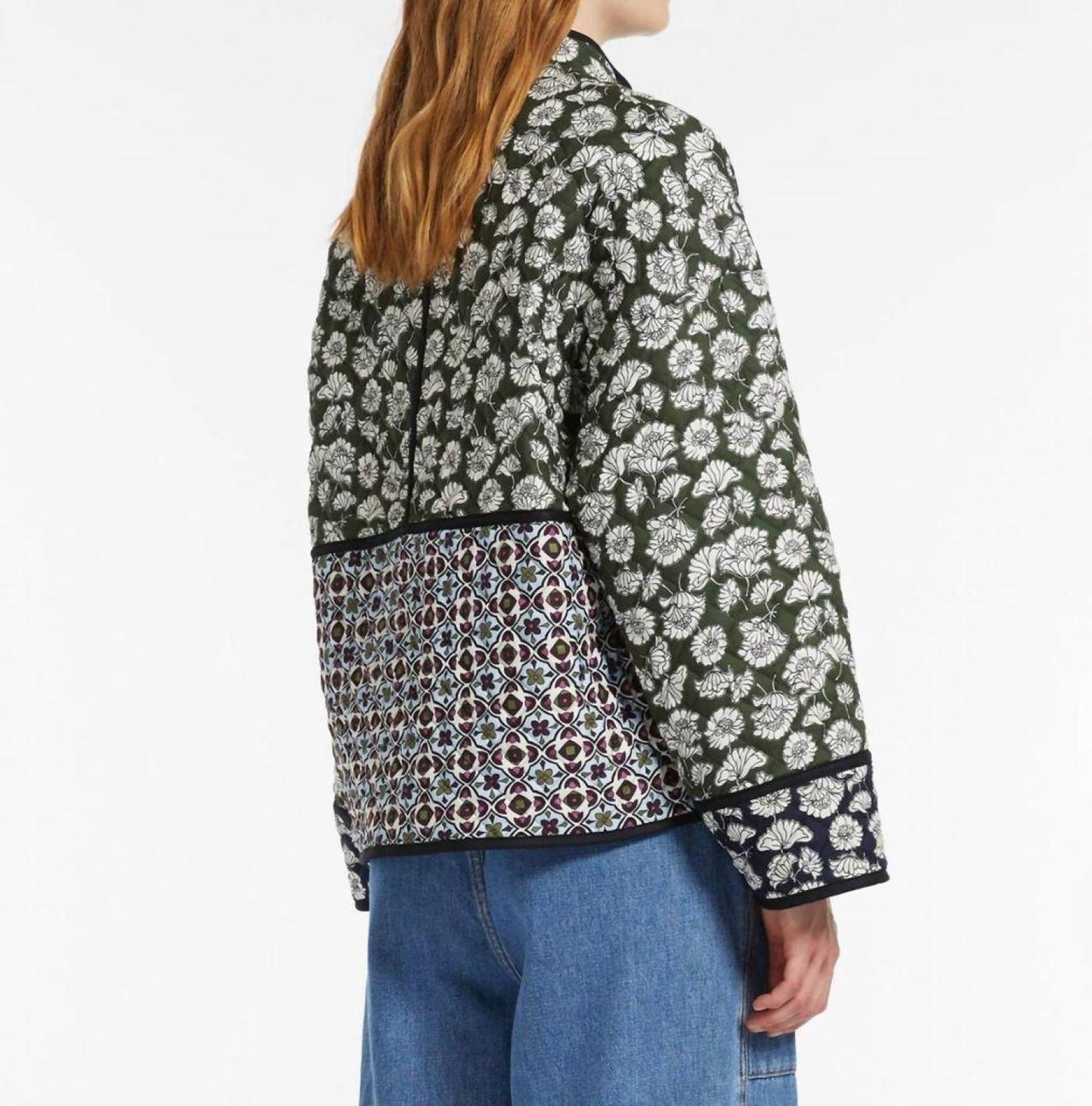 Weekend Arizia Quilted Print Jacket In Kaki Dahlia