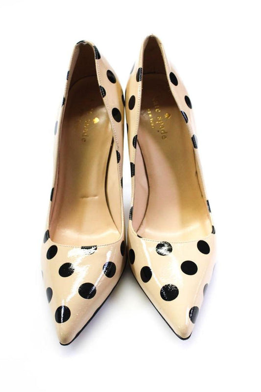 Kate Spade New York Womens Polka Dot Pointed Toe Pumps Beige Black