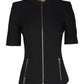 Michael Kors Zipped Short Sleeve Jacket in Black Wool