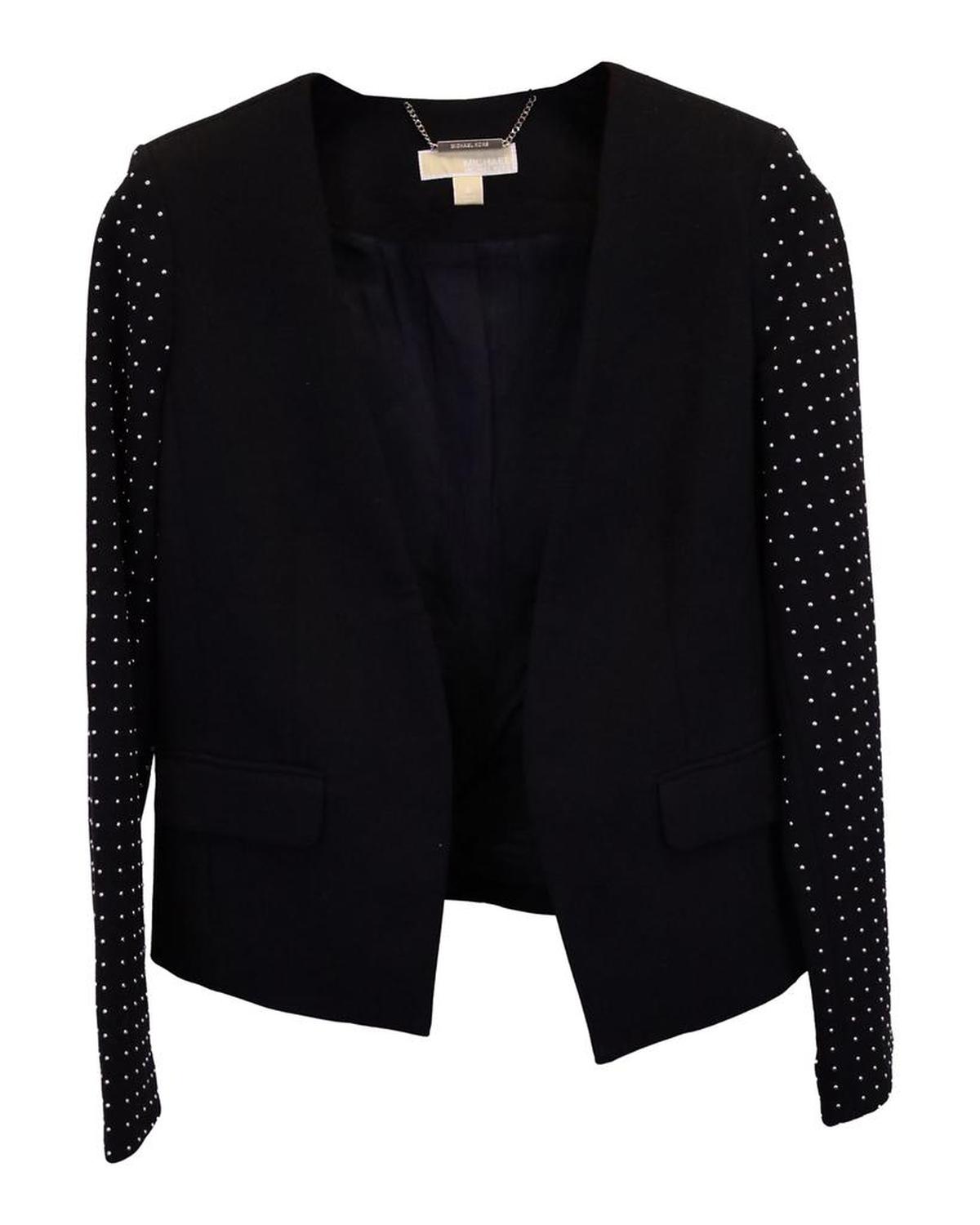 Michael Kors Studded Sleeve Blazer in Black Polyester