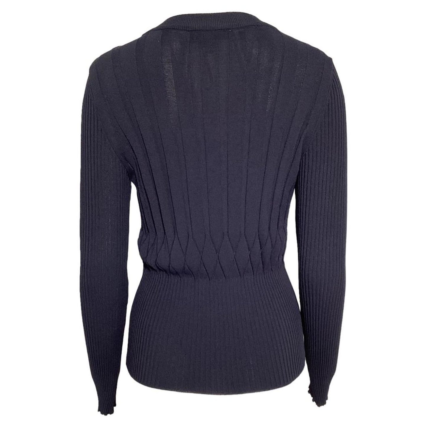 Knitted Crewneck Sweater in Navy Blue Wool