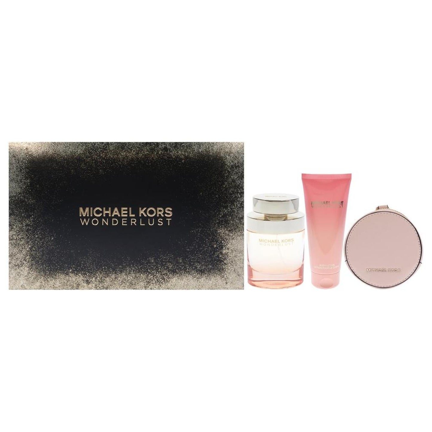 Wonderlust by Michael Kors for Women - 3 Pc Gift Set 3.4oz EDP Spray, 3.4oz Body Lotion, Round Purse