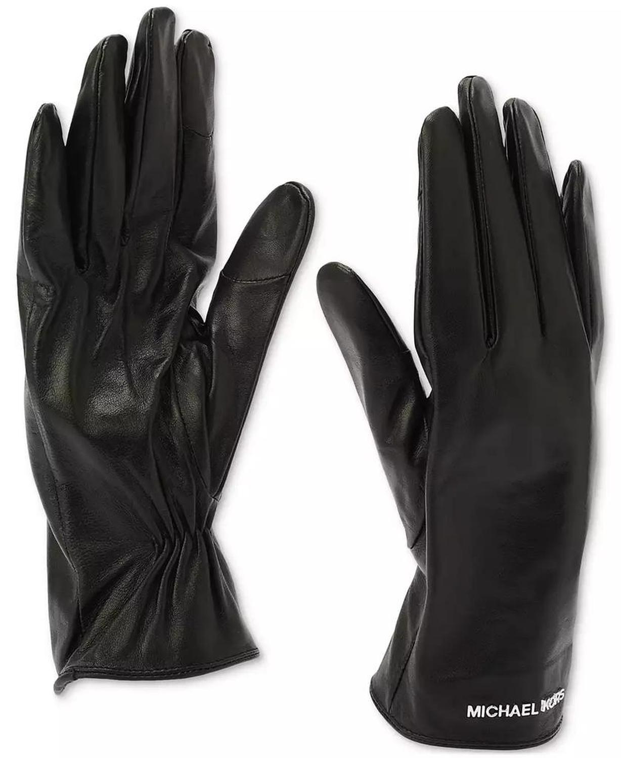 MICHAEL Women's Logo Detail Leather Tech Gloves