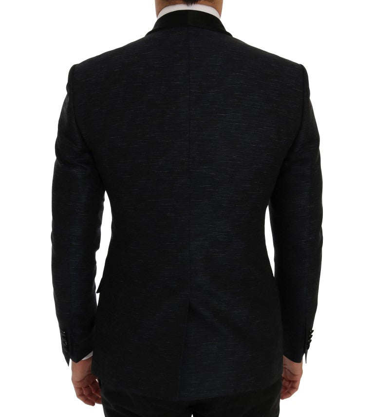 Dolce & Gabbana Elegant Blue & Black Slim Fit Suit Ensemble