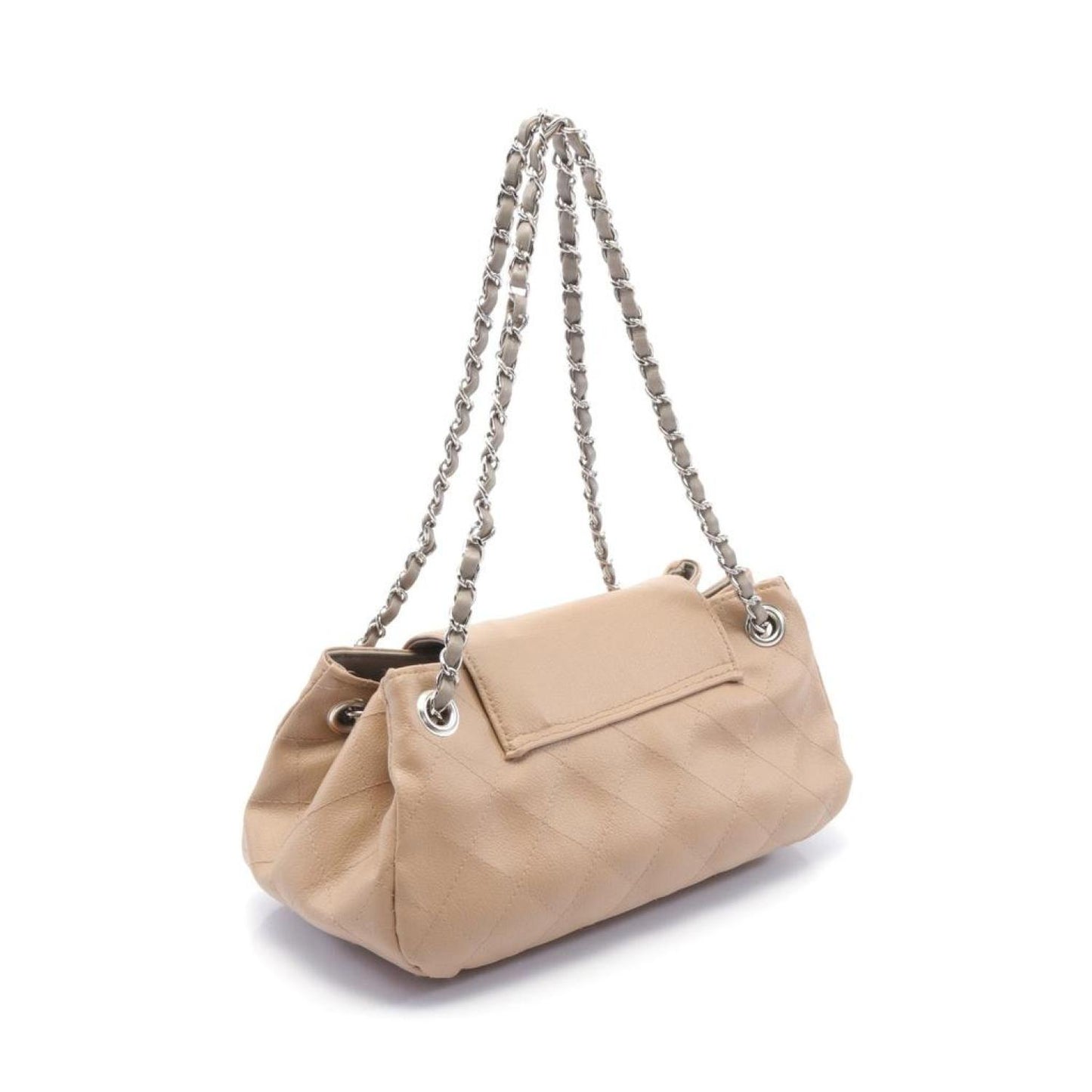 2.55 Chain Shoulder Bag Leather Beige Silver Hardware