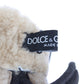 Dolce & Gabbana Chic Gray Wool & Shearling Gloves with Studded Details