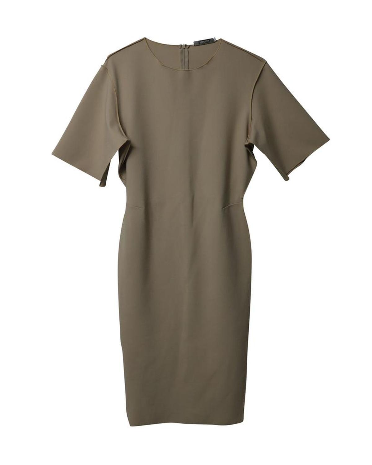 Maxmara Oversized Drop Sleeves Midi Sheath Dress in Nude Viscose