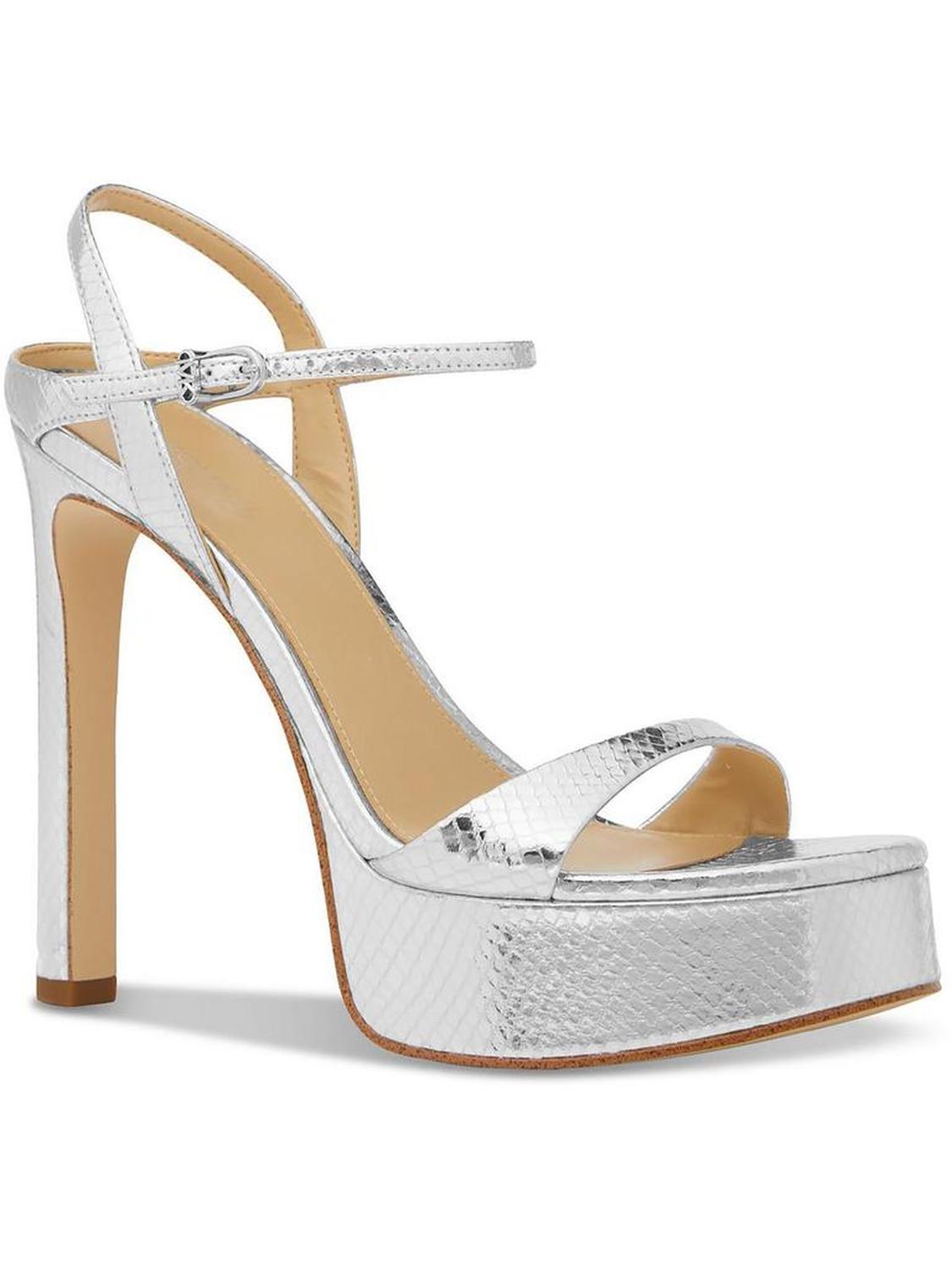 Amara Womens Leather Metallic Platform Sandals