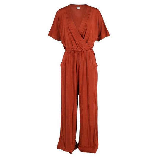 Max Mara Eolo V-Neck Belted Jumpsuit in Orange Viscose