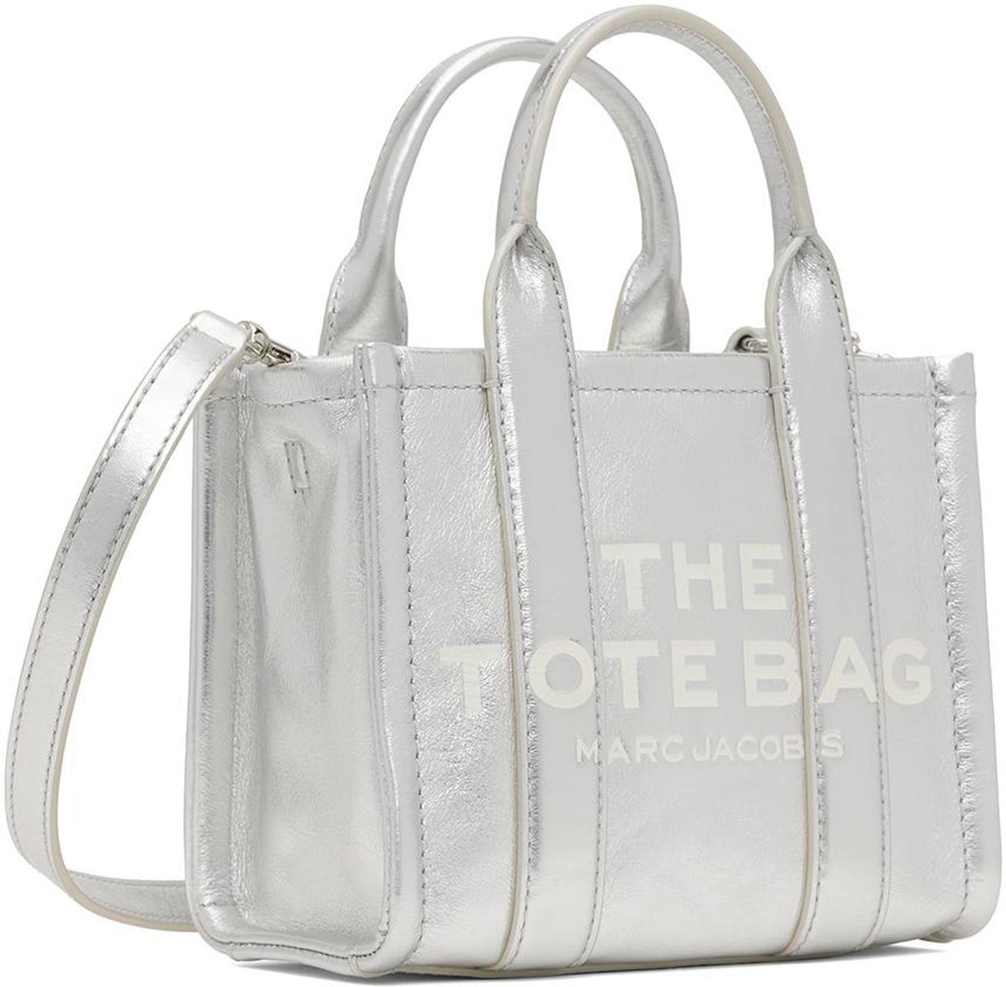 Silver 'The Metallic Leather Crossbody' Tote