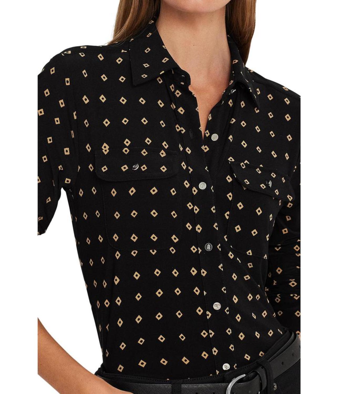 Geo-Print Stretch Jersey Shirt