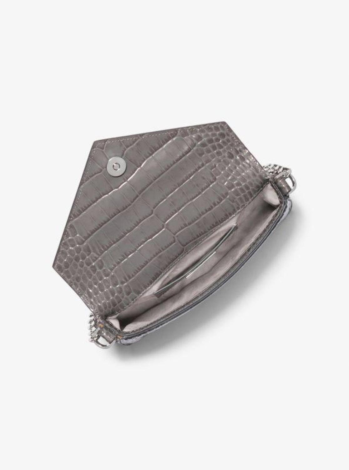 Manhatta Crocodile Embossed Patent Leather Shoulder Bag