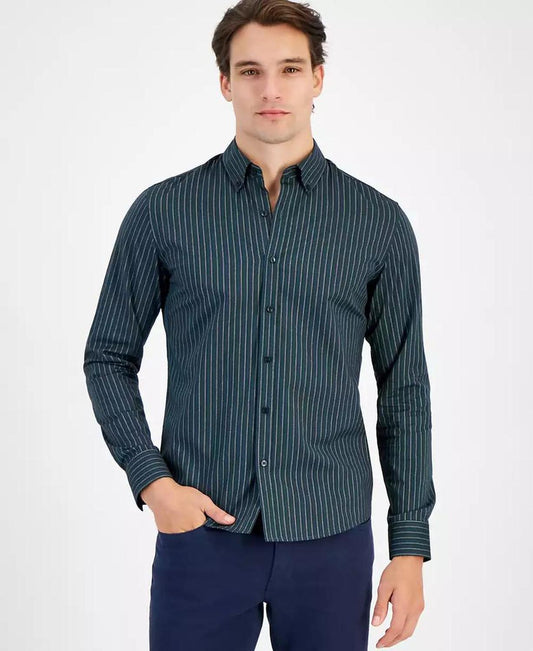 Men's Slim-Fit Stretch Stripe Button-Down Shirt