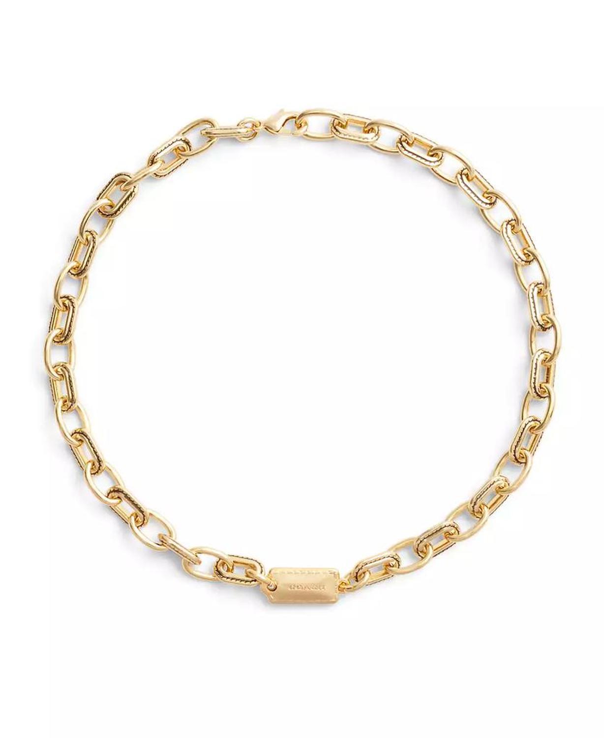 Gold-Tone Signature Stitched Chain Collar Necklace