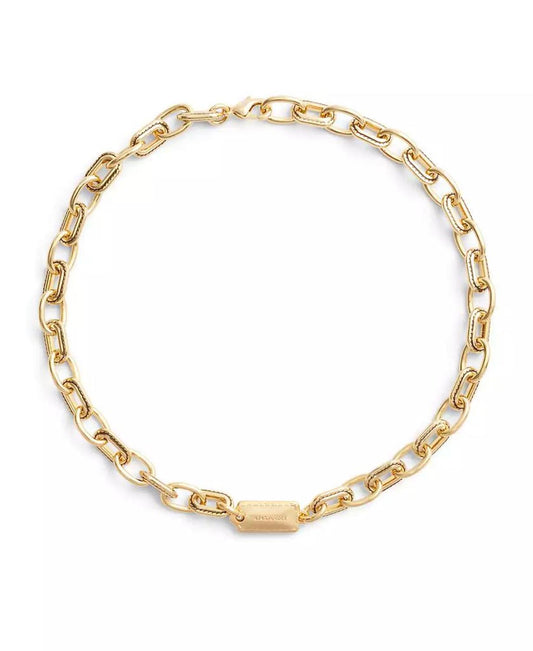 Gold-Tone Signature Stitched Chain Collar Necklace