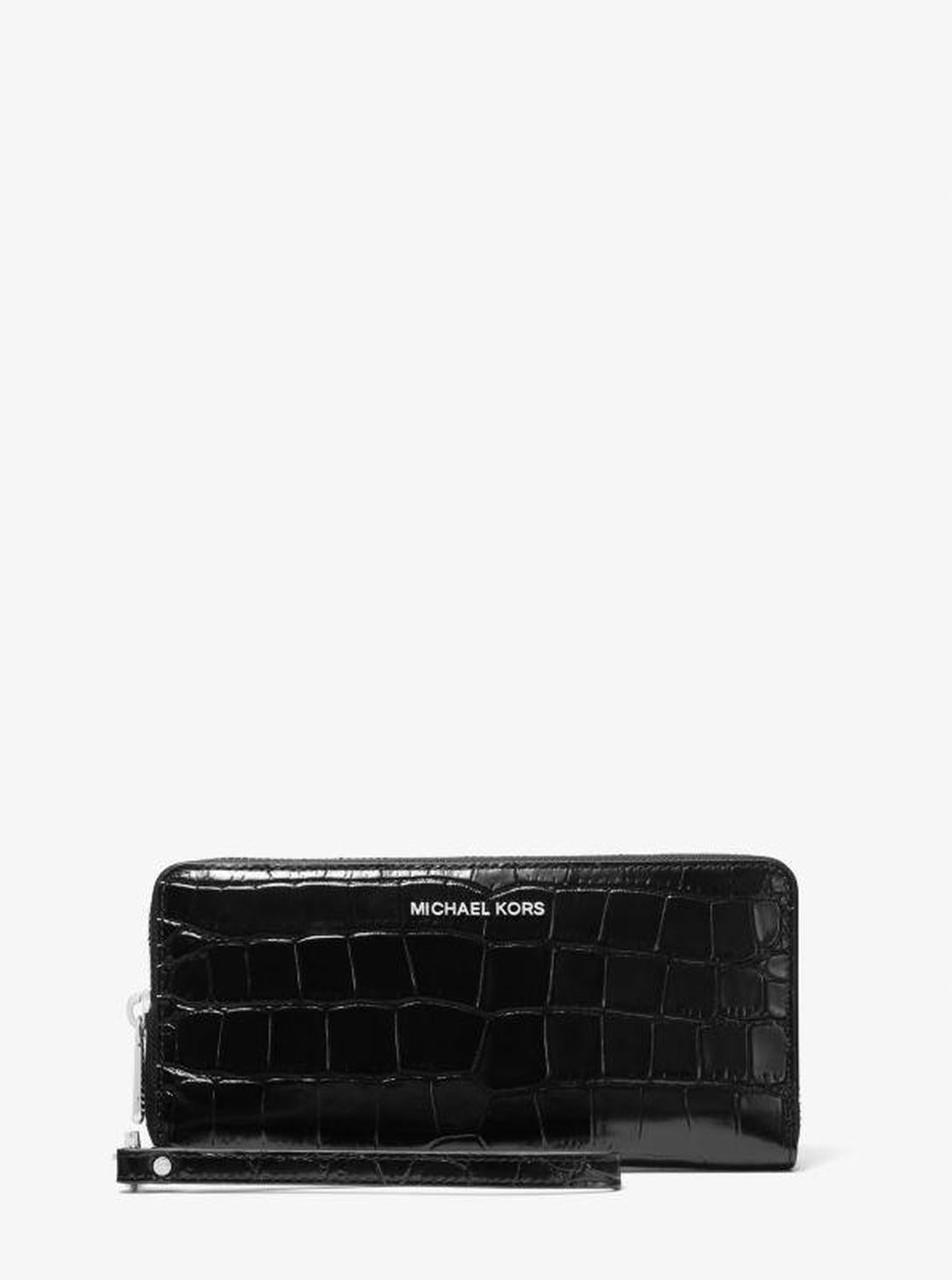 Jet Set Travel Metallic Crocodile Embossed Leather Continental Wallet