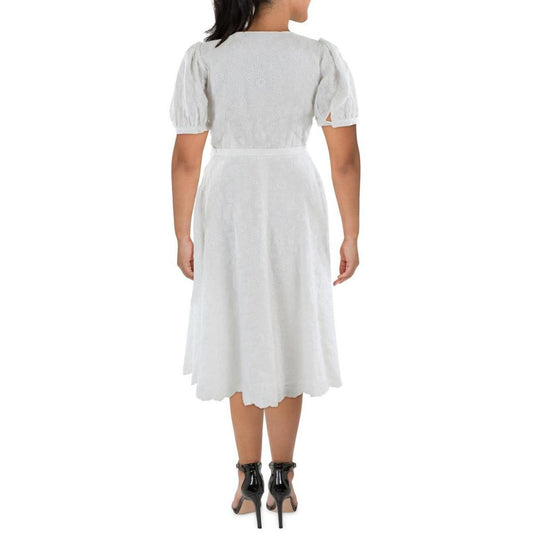 Womens Eyelet Midi Shirtdress