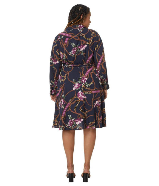 Plus Size Print Crepe Shirtdress