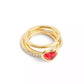 Faux Stone Halo Heart Stackable Ring Set