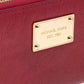 Michael Kors Red Leather Jet Set Zip Around Wallet..