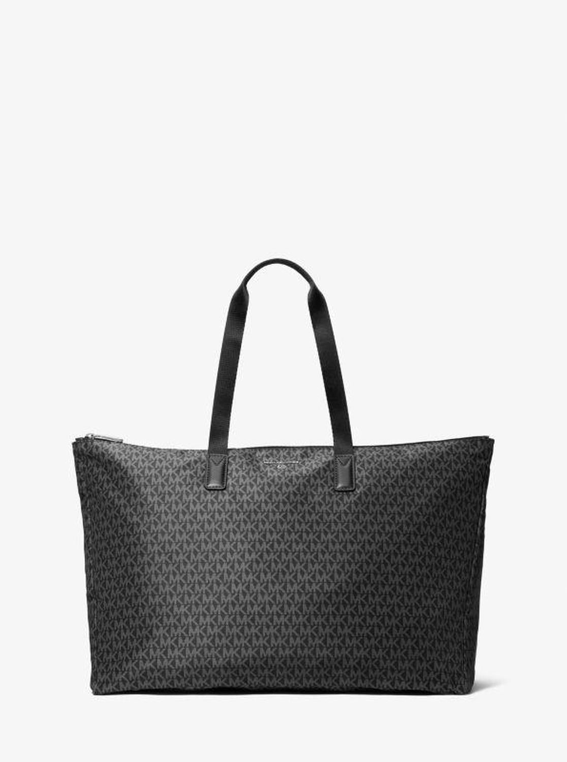 Jet Set Travel Large Signature Logo Print Woven Tote Bag