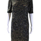 Michael Kors Collection Womens Short Sleeve Mesh Sequin Dress Brown Navy