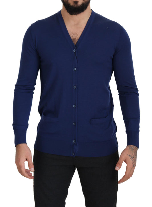 Dolce & Gabbana Elegant Virgin Wool Blue Cardigan Sweater