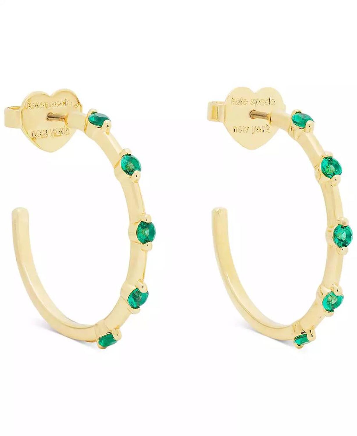 Gold-Tone Hint of Shimmer Small Hoop Earrings, 1"