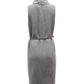 Max Mara Belted Turtle Neck Sleeveless Midi Dress in Grey Wool