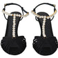 Dolce & Gabbana Elegant Silk Blend Crystal T-Strap Heels