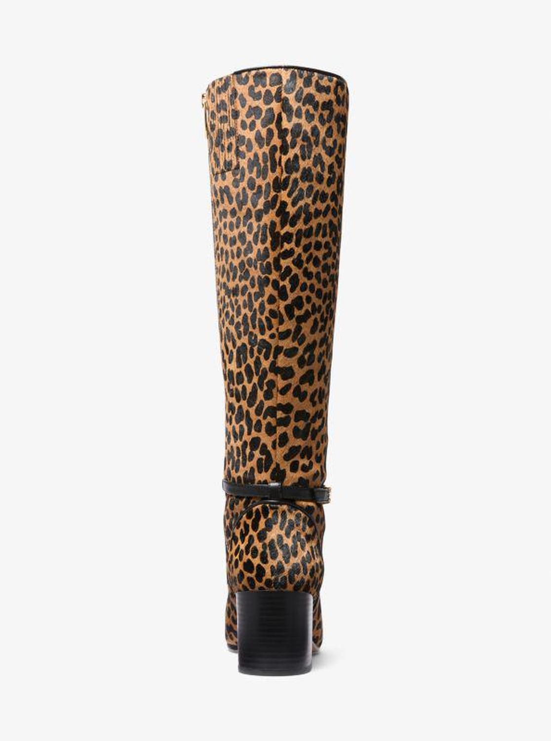 Ella Leopard Print Calf Hair Wide Width Block Heel Boot