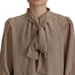 Dolce & Gabbana Elegant Silk Ascot Collar Blouse