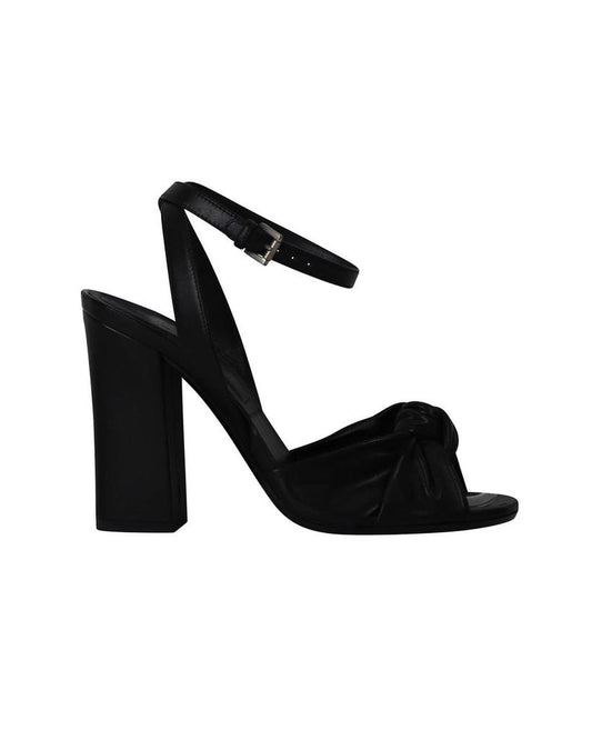 Michael Kors Gabrielle Runway Block Heel Sandals in Black Leather