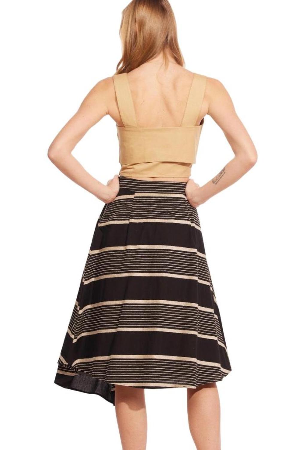 Stripe Midi Skirt In Black/taupe