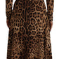 Dolce & Gabbana Elegant V-Neck A-Line Maxi Dress in Brown