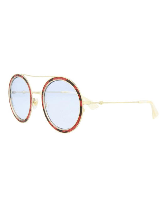 Round-Frame Leather Sunglasses