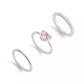 Faux Stone Halo Heart Stackable Ring Set