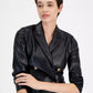 Women's Faux-Leather Cropped Blazer