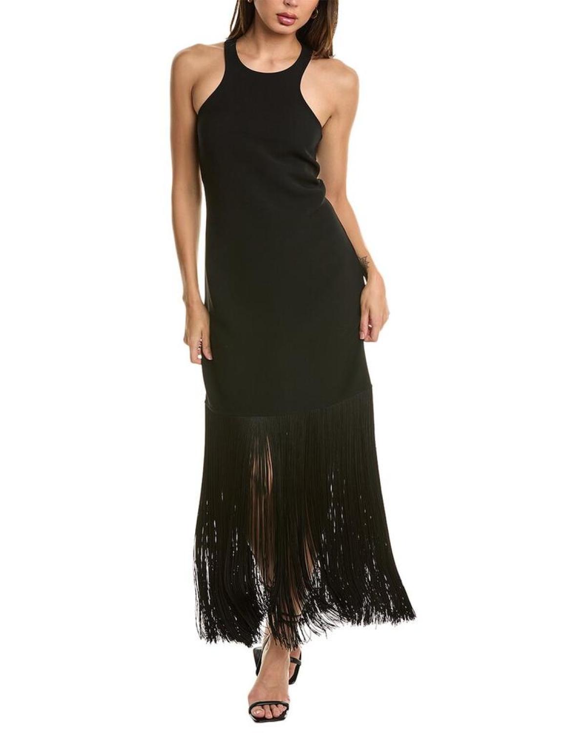 Michael Kors Collection Double-Faced Fringed Wool Maxi Dress