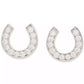 Silver-Tone Cubic Zirconia Pavé Horseshoe Stud Earrings