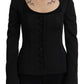 Dolce & Gabbana Sleek Black Snap Jacket with Silk Lining